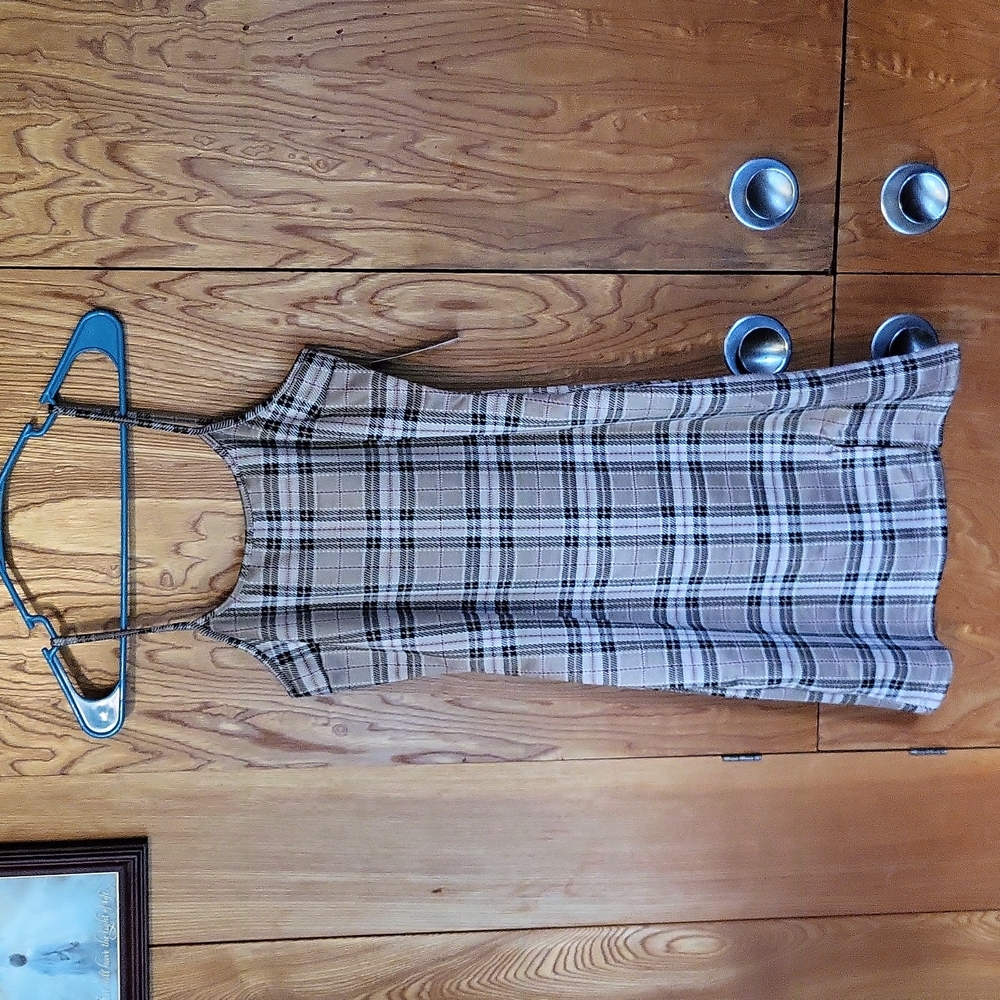 Justify tan and black plaid dress